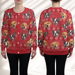 Christmas Dog Cat Silly Faces - Personalized Photo Crewneck Cardigan