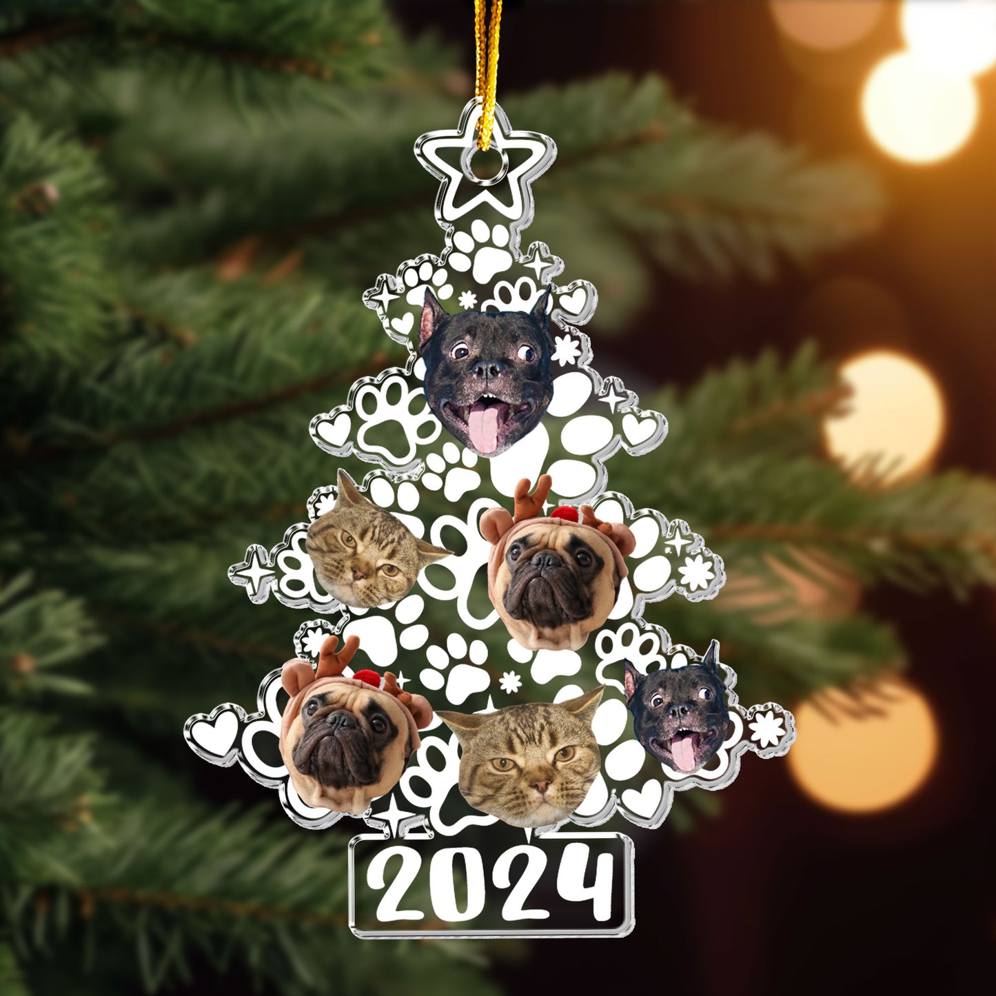 Custom Photo Christmas Pet Tree - Personalized Acrylic Photo Ornament