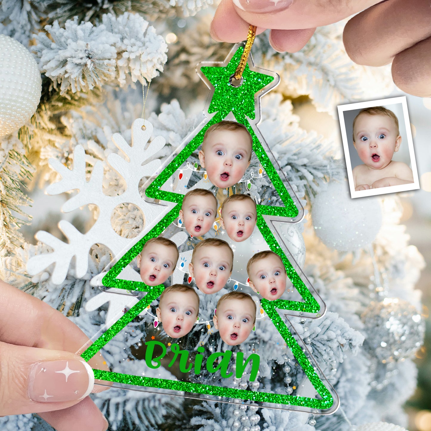 Custom Photo Christmas Tree - Personalized Acrylic Photo Ornament