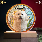 Custom Photo Cute Pet Stained Glass - Personalized Photo LED Light