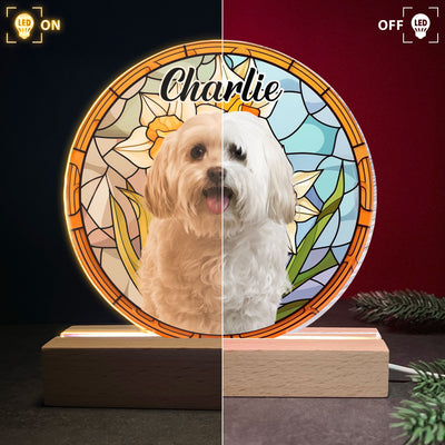 Custom Photo Cute Pet Stained Glass - Personalized Photo LED Light