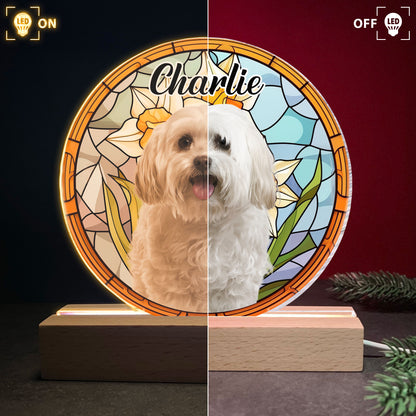 Custom Photo Cute Pet Stained Glass - Personalized Photo LED Light