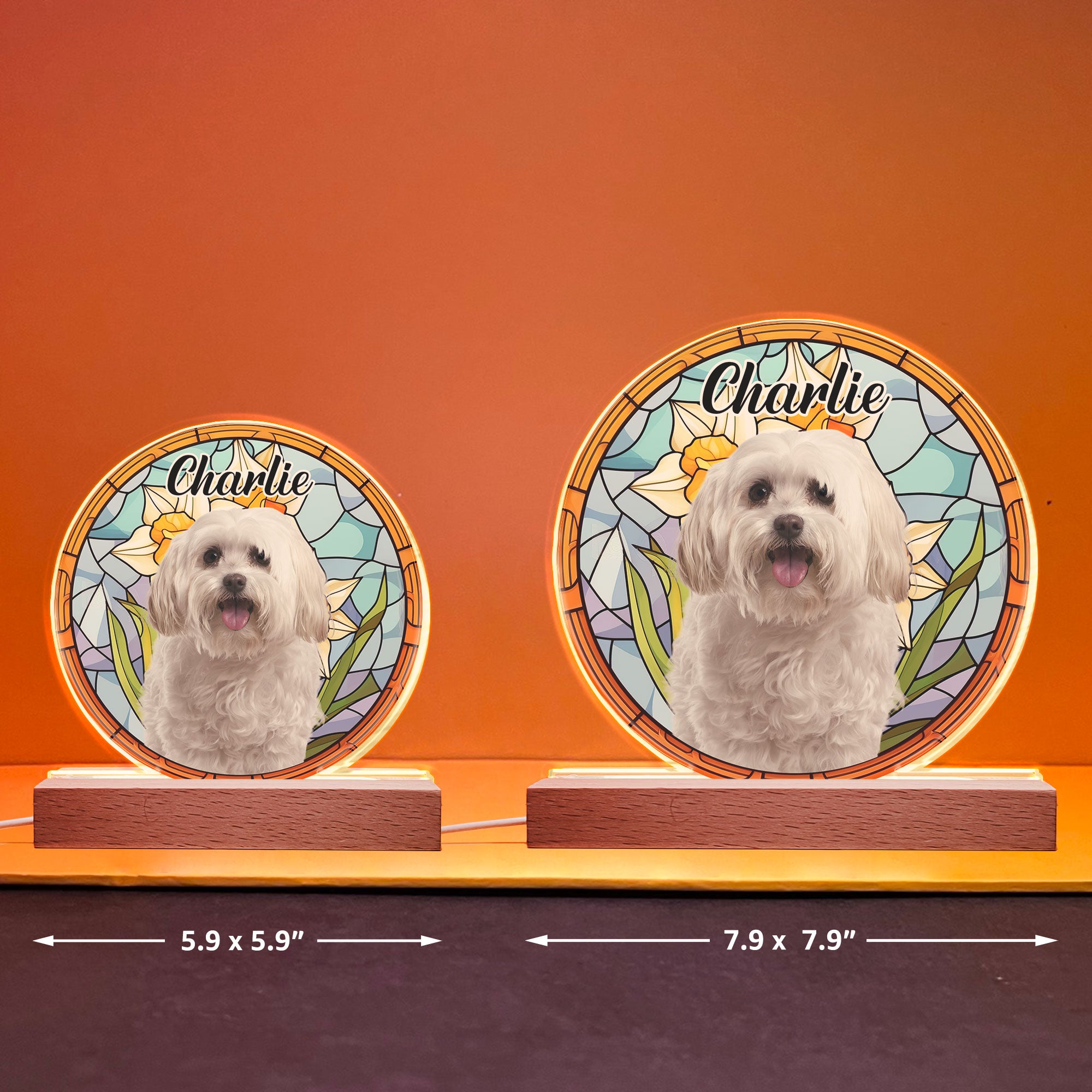 Custom Photo Cute Pet Stained Glass - Personalized Photo LED Light