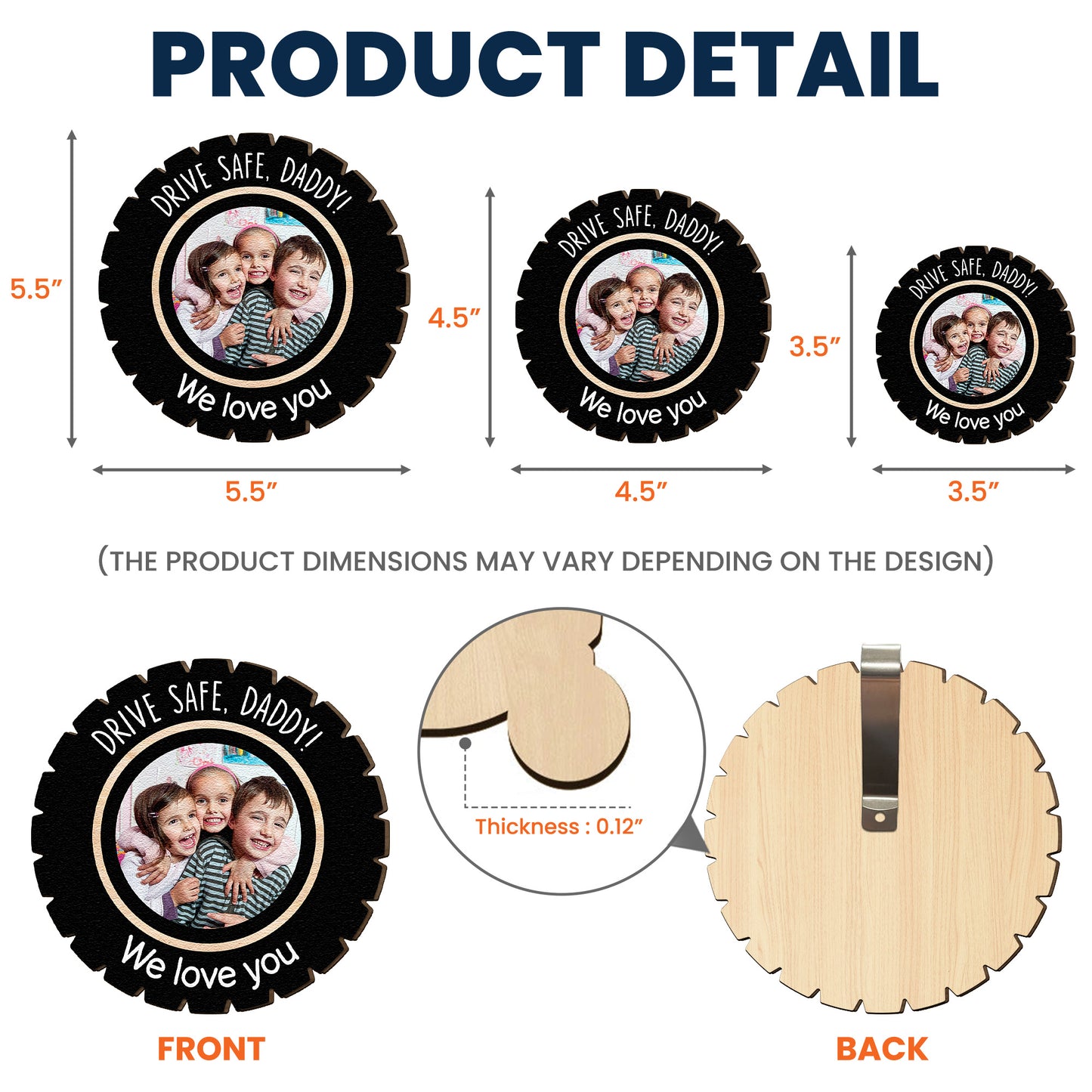 Custom Photo Drive Safe Daddy - Personalized Wooden Photo Car Visor Clip