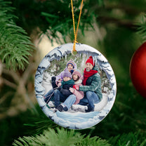 Custom Photo Family Christmas - Personalized Ceramic Photo Ornament