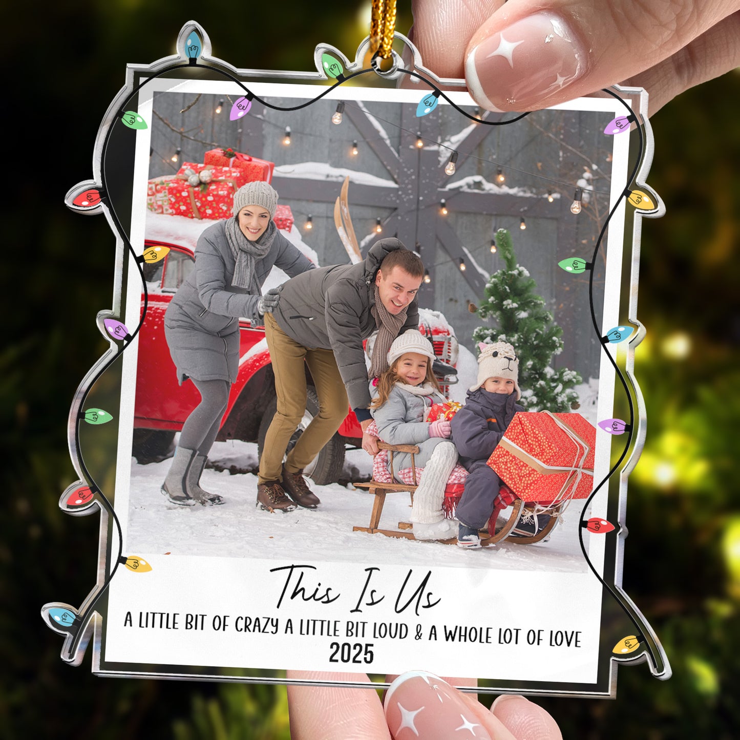 Custom Photo Polaroid Family Friends Christmas - Personalized Family Photo Ornament
