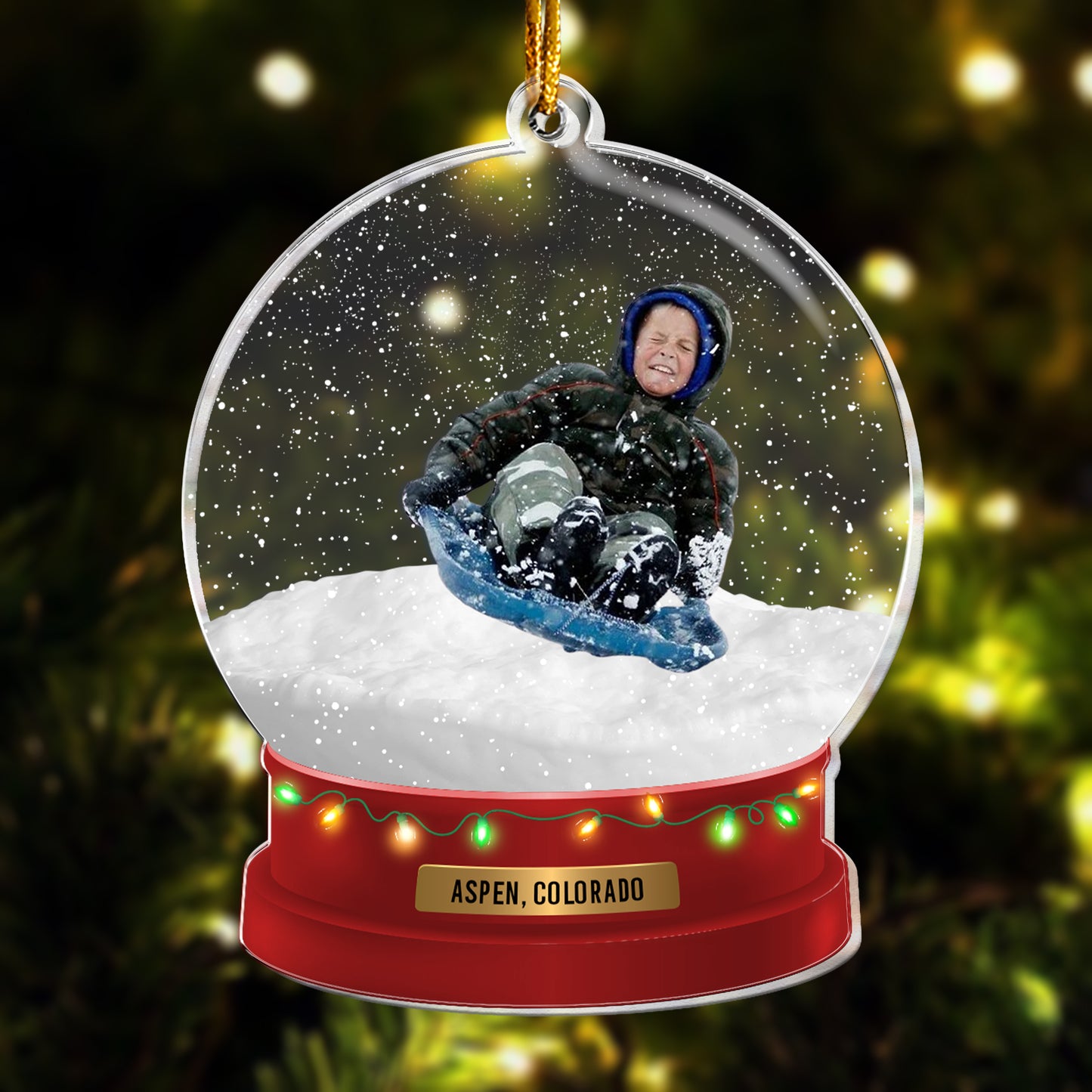 Custom Photo Family, Friends, Kids Playful Snow - Personalized Acrylic Photo Ornament