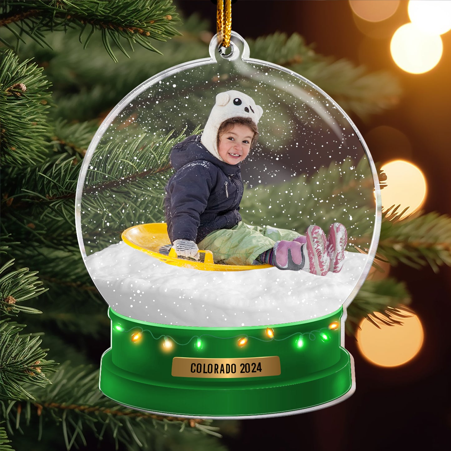 Custom Photo Family, Friends, Kids Playful Snow - Personalized Acrylic Photo Ornament