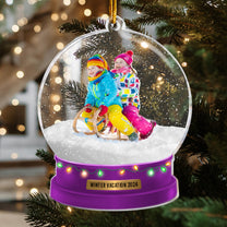 Custom Photo Family, Friends, Kids Playful Snow - Personalized Acrylic Photo Ornament