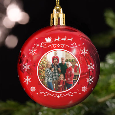 Custom Photo Family, Pet Lovers, Kids, Vintage Christmas - Personalized Ball Photo Ornament