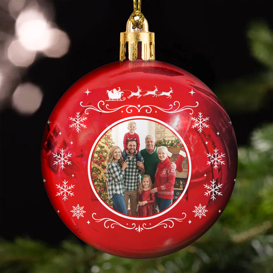 Custom Photo Family, Pet Lovers, Kids, Vintage Christmas - Personalized Ball Photo Ornament
