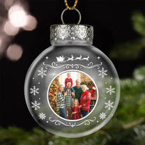 Custom Photo Family, Pet Lovers, Kids, Vintage Christmas - Personalized Ball Photo Ornament