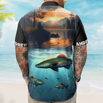 Custom Photo Fishing Bass Fish For Men Husband - Custom Photo Hawaiian Shirt