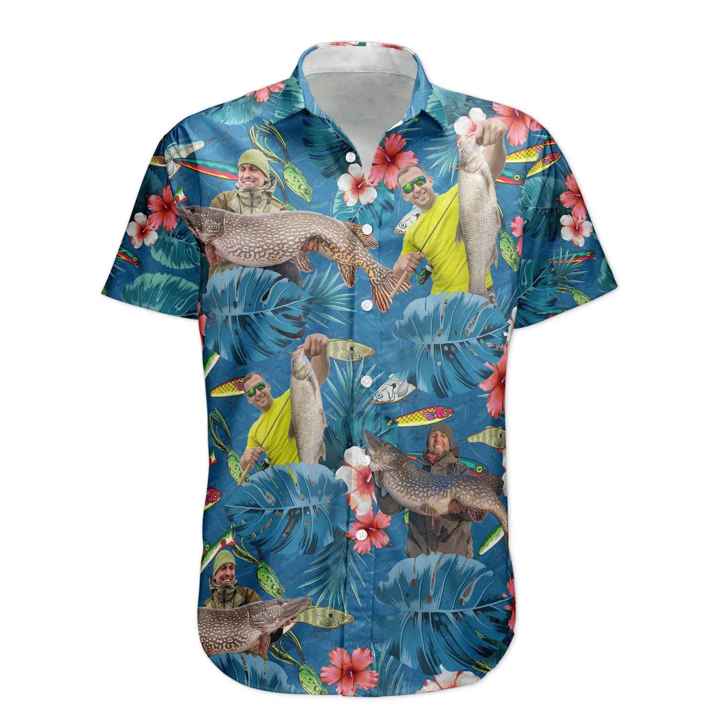 Custom Photo Fishing Bass Fish For Men, Husband - Custom Photo Hawaiian Shirt