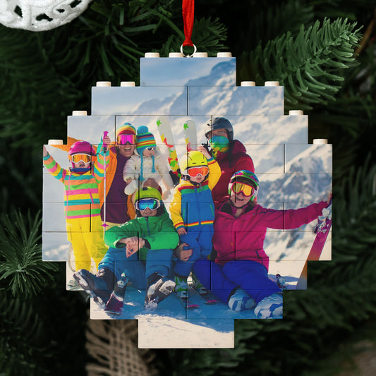 Custom Photo For Family, Friends, First Christmas - Custom Buildable Christmas Photo Ornament