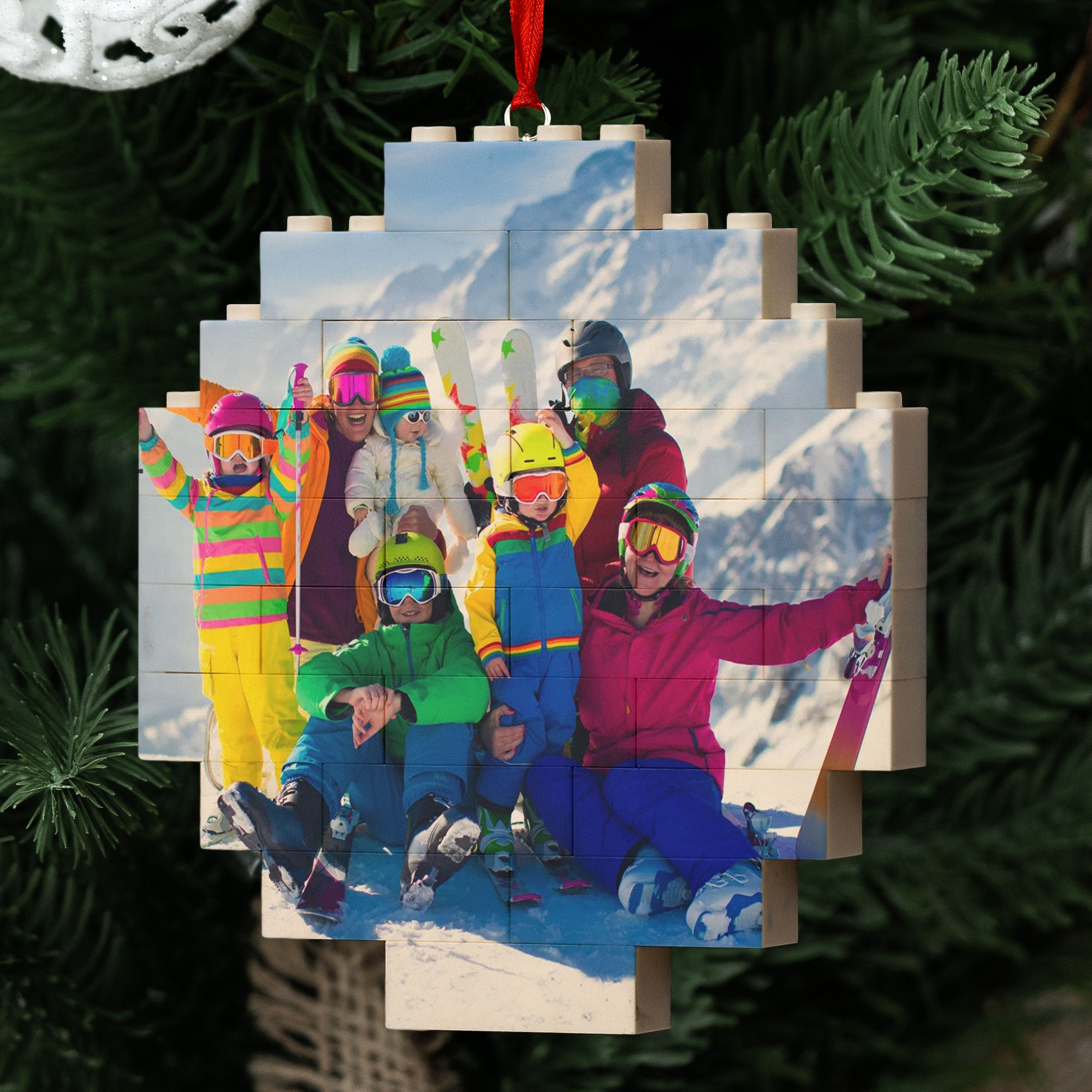 Custom Photo For Family, Friends, First Christmas - Custom Buildable Christmas Photo Ornament