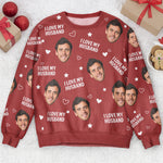 Custom Photo Funny Face I Love My Lover - Personalized Matching Photo Sweater