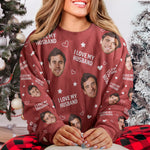 Custom Photo Funny Face I Love My Lover - Personalized Matching Photo Sweater
