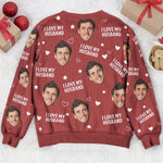 Custom Photo Funny Face I Love My Lover - Personalized Matching Photo Sweater