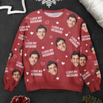 Custom Photo Funny Face I Love My Lover - Personalized Matching Photo Sweater