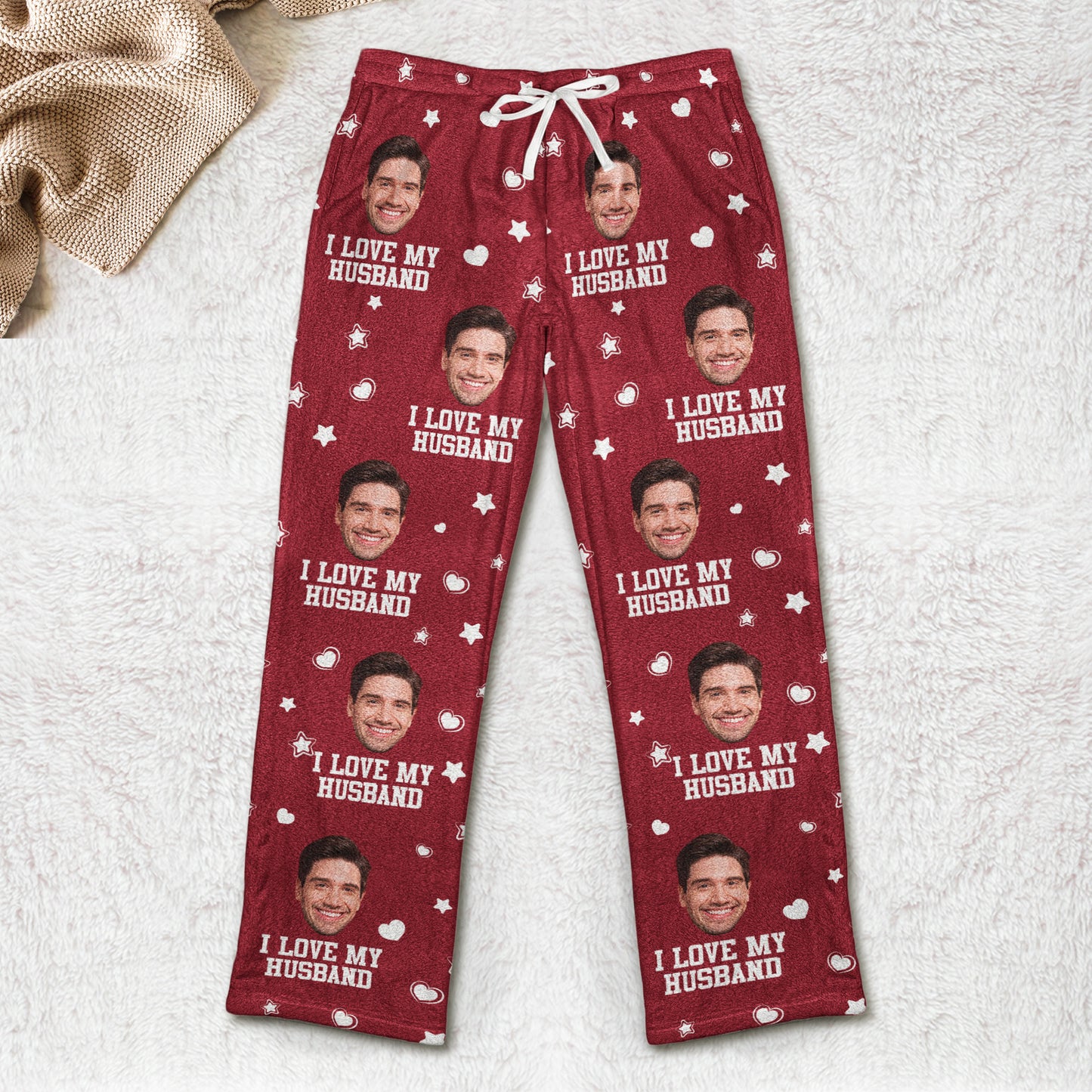Custom Photo Funny I Love My Lover - Personalized Photo Fleece Pajama Pants