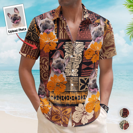 Custom Photo Funny Pet Family Friends Tiki Tropical Summer - Custom Photo Hawaiian Shirts