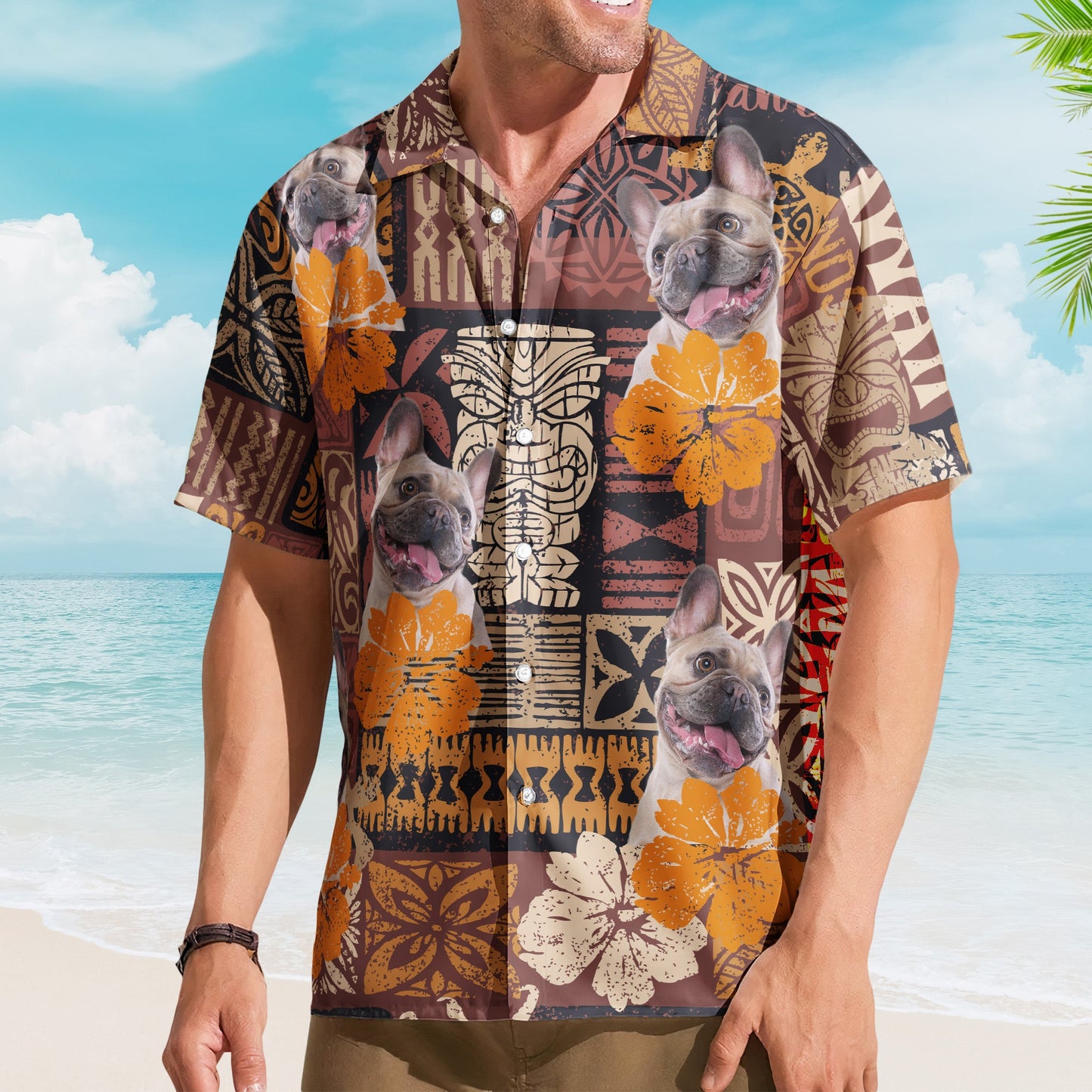 Custom Photo Funny Pet Family Friends Tiki Tropical Summer - Custom Photo Hawaiian Shirts