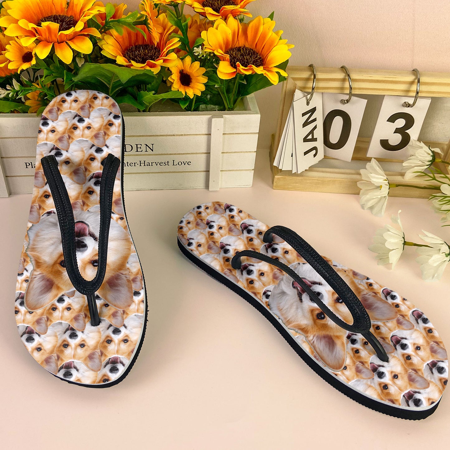 Custom Photo Funny Summer Gift - Personalized Photo Flip Flops