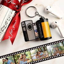 Custom Photo Gift For Couple, For Him, For Her-Valentine Gift - Personalized Photo Film Roll Keychain
