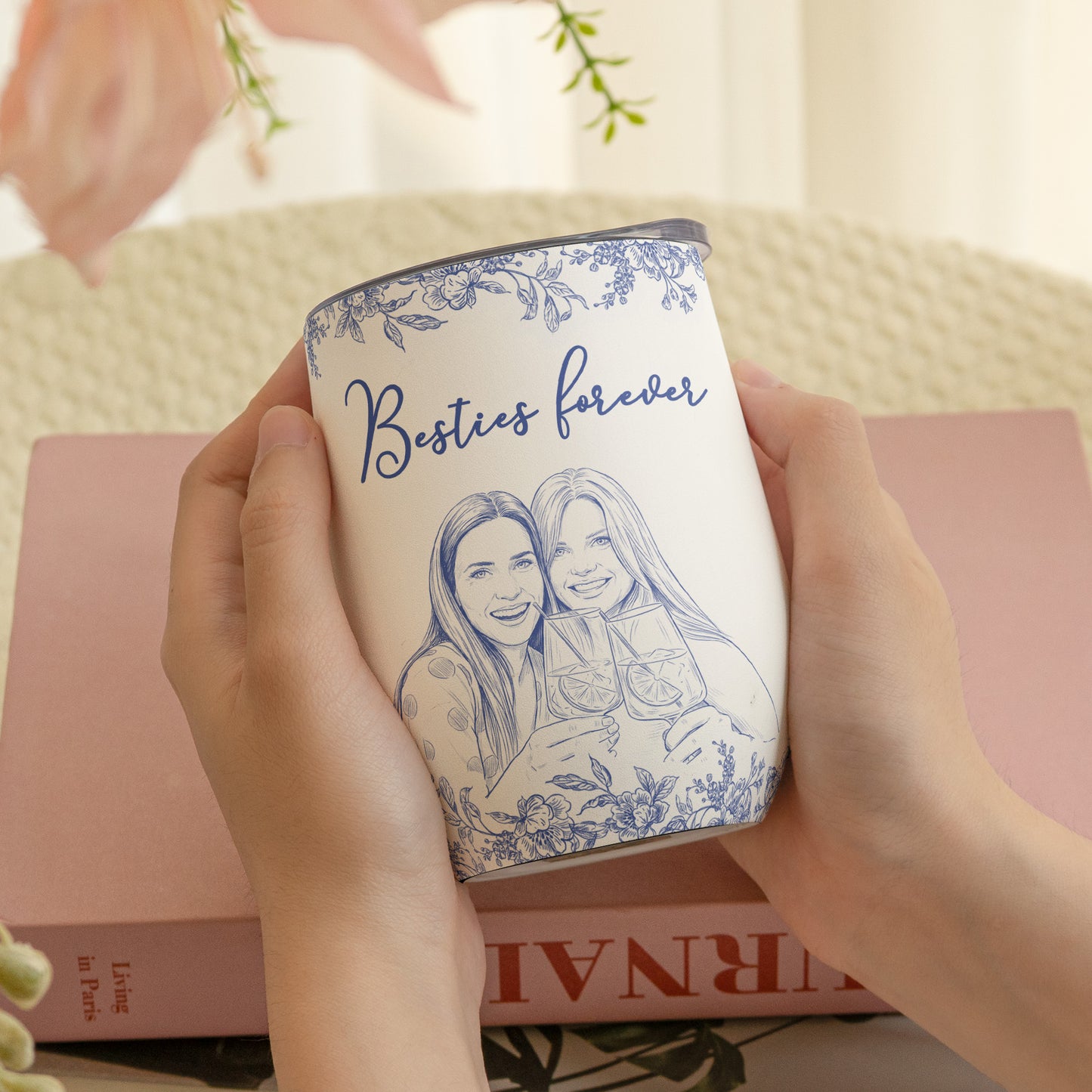 Custom Photo Gift For Friends, Soul Sisters - Personalized Photo Wine Tumbler