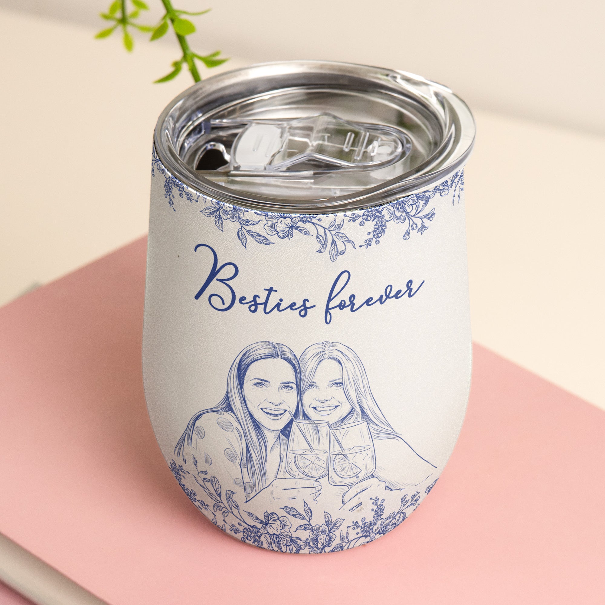 Custom Photo Gift For Friends, Soul Sisters - Personalized Photo Wine Tumbler