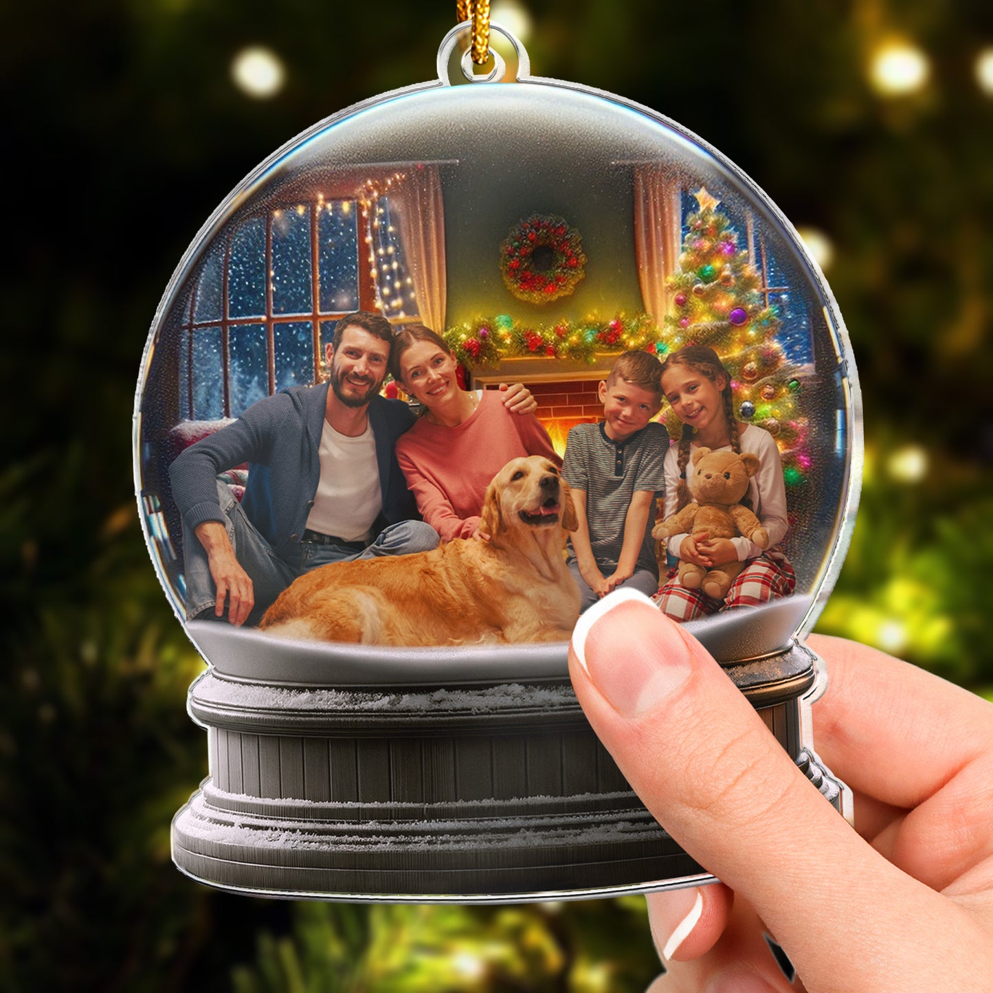 Custom Photo Globe Christmas Ornament - For Family, Coworkers, Grandparents - Personalized Acrylic Photo Ornament