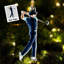Custom Photo Golf Players Christmas Ornament For Golf Lovers - Personalized Acrylic Photo Ornament