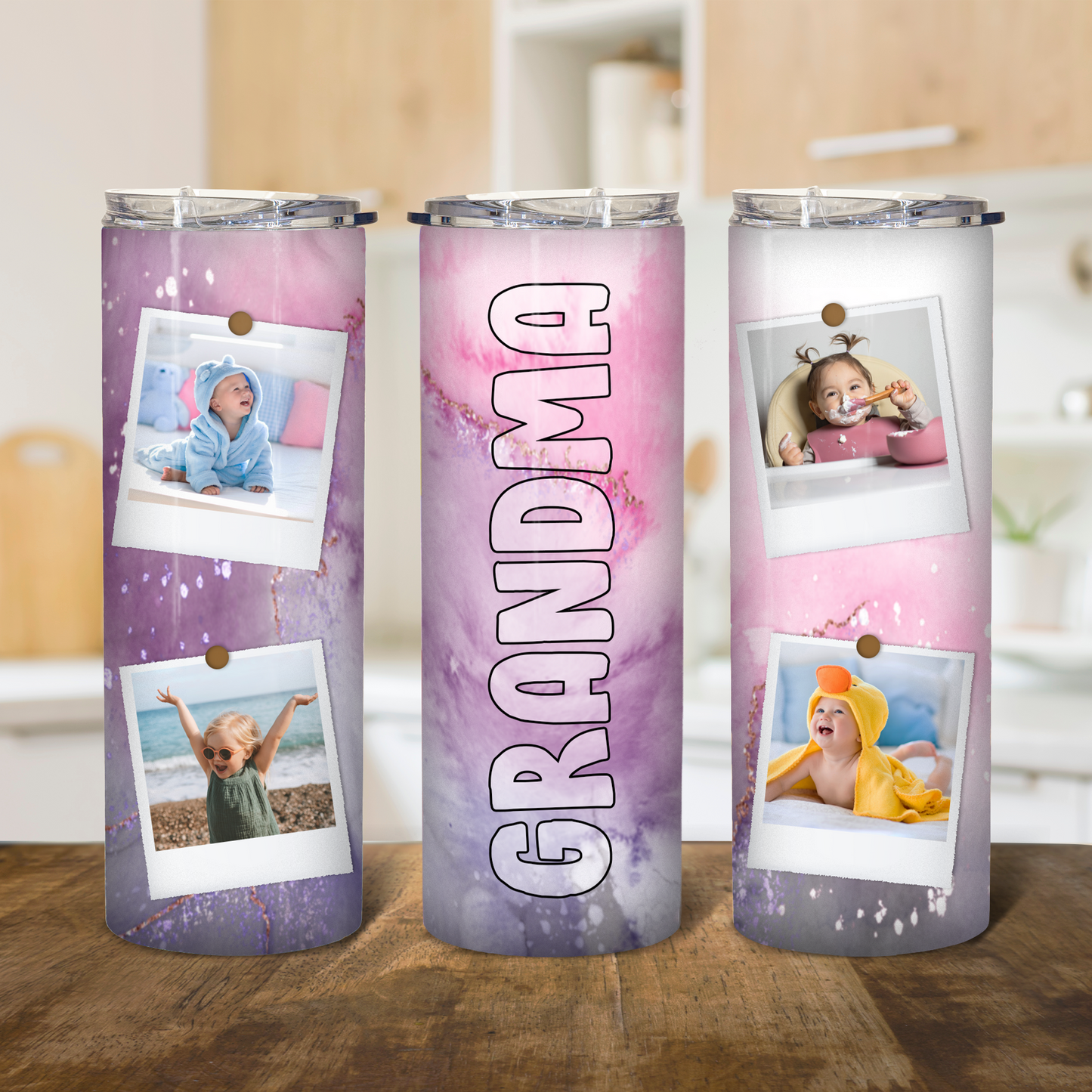 Custom Photo Grandchildren Grandma Gifts - Personalized Photo Skinny Tumbler