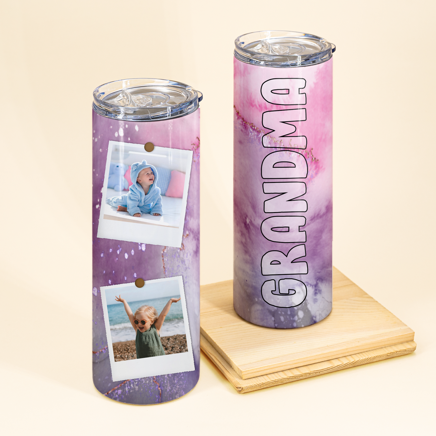 Custom Photo Grandchildren Grandma Gifts - Personalized Photo Skinny Tumbler