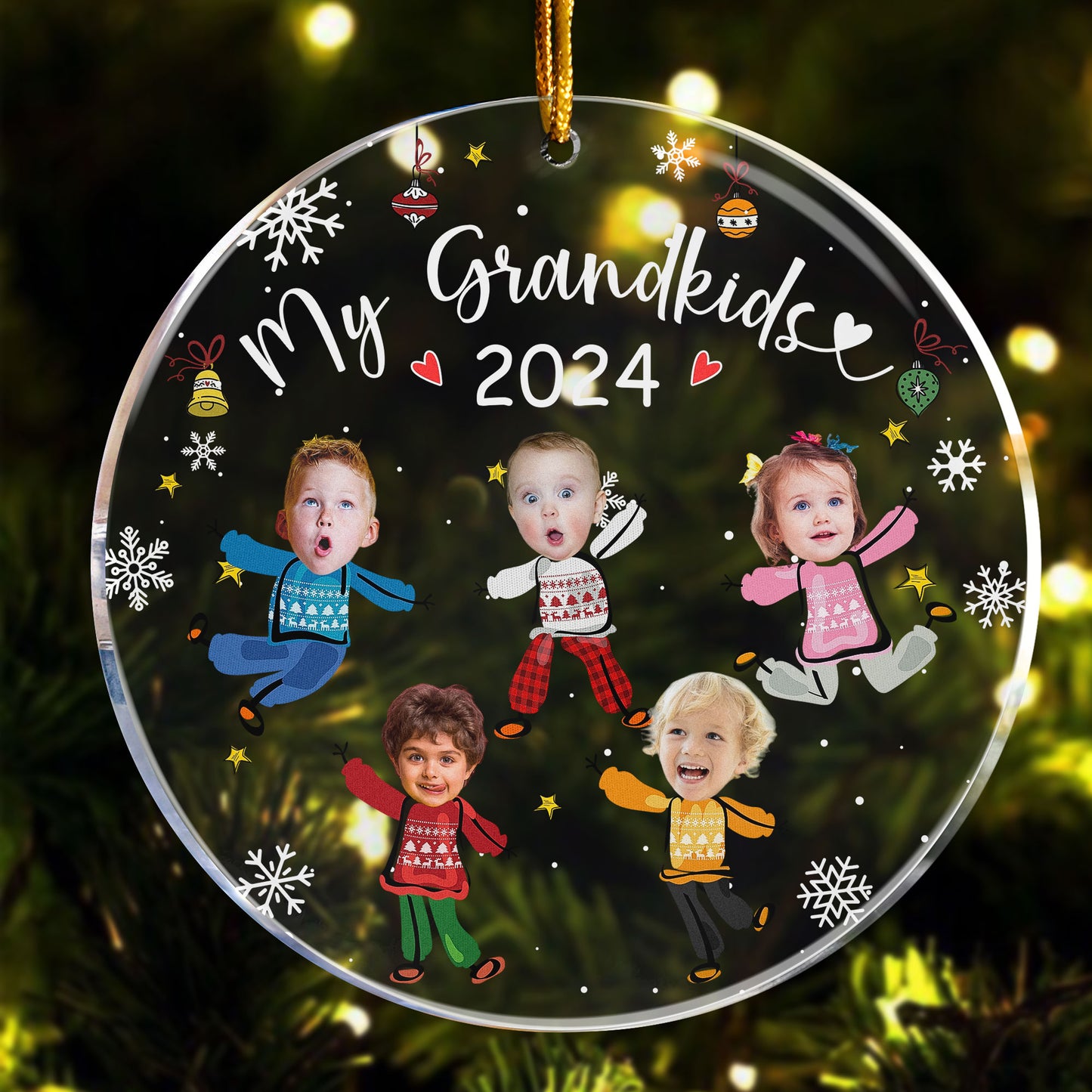 Custom Photo Grandkids 2024 - Personalized Acrylic Photo Ornament