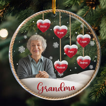 Custom Photo Grandma With Grandkids Names - Personalized Acrylic Photo Ornament