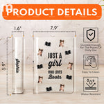Custom Photo Just A Girl Who Loves Books - Personalized Photo Acrylic Book Vase