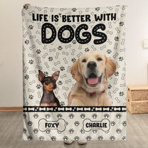 Custom Photo Life Is Better With Dogs - Personalized Photo Blanket