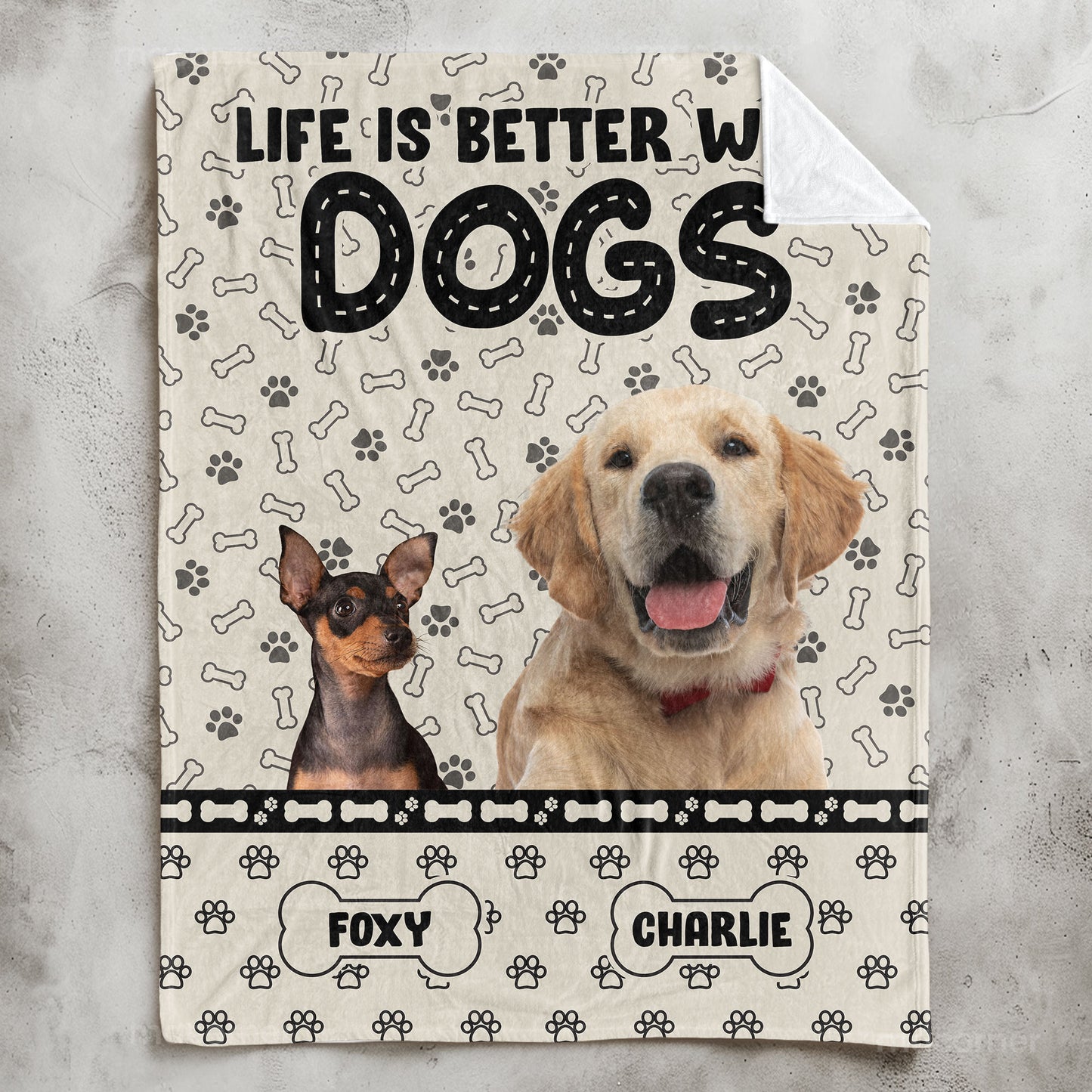 Custom Photo Life Is Better With Dogs - Personalized Photo Blanket