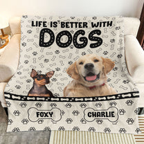 Custom Photo Life Is Better With Dogs - Personalized Photo Blanket