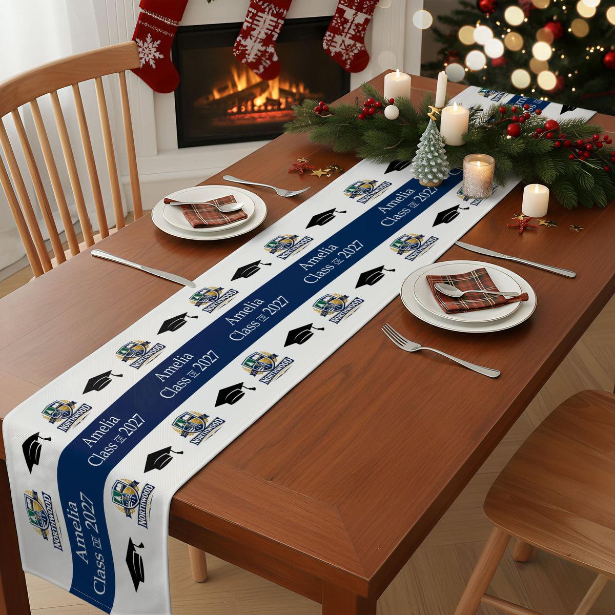 Custom Photo Logo Graduation Party - Personalized Table Runner