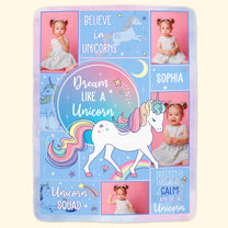 Custom Photo Name Unicorn For Girls, Daughter, Granddaughter - Personalized Photo Blanket