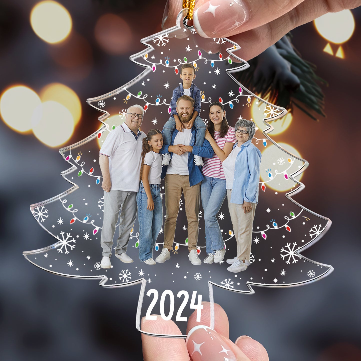 Custom Photo On Christmas Tree - Personalized Acrylic Photo Ornament