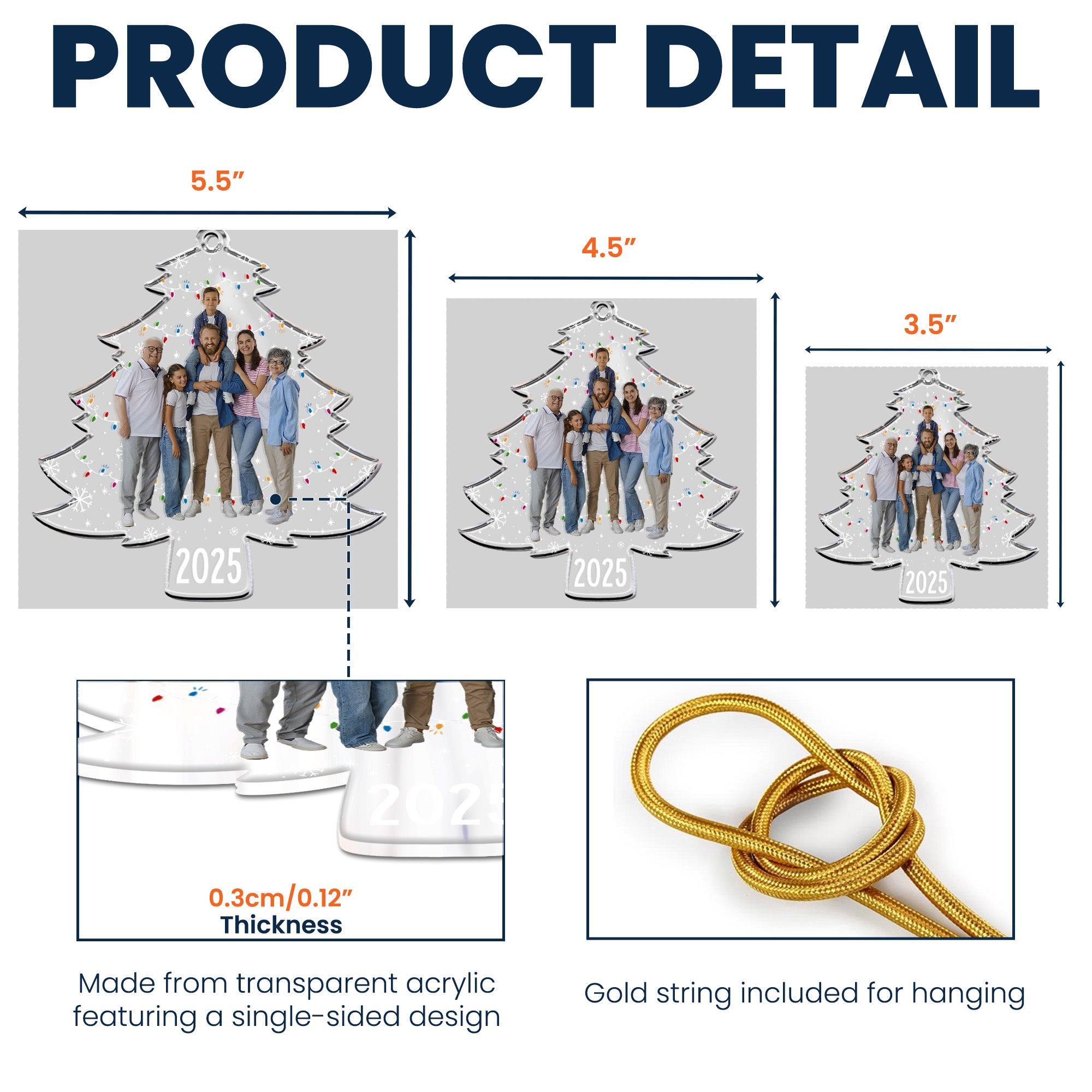 Custom Photo On Christmas Tree - Personalized Acrylic Photo Ornament