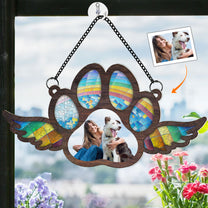 Custom Photo Paw With Wings - Personalized Window Hanging Suncatcher Photo Ornament