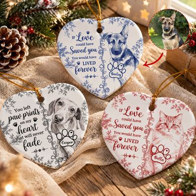 Custom Photo Pet Christmas Memorial Sympathy Gifts For Dog Cat Pet Lover, Pet Portrait Watercolor Christmas Tree Hanging Decor - Personalized Ornament
