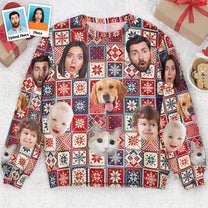 Custom Photo Pet Family Cozy Sweater - Personalized Photo Ugly Sweater