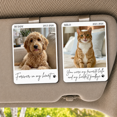Custom Photo Pet Loss Gifts Forever In My Heart Memorial Gifts - Personalized Car Visor Clip