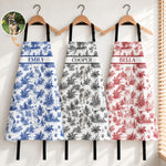 Custom Photo Pet Portrait Watercolor Toile De Jouy - Personalized Apron